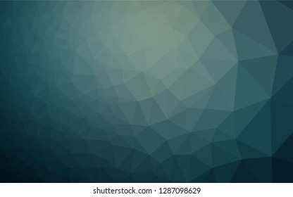Dark Blue, Green vector hexagon mosaic texture. Triangular geometric sample with gradient.  The best triangular design for your business.