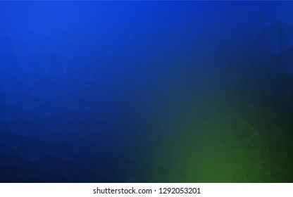 Dark Blue, Green vector hexagon mosaic template. Creative geometric illustration in Origami style with gradient. The polygonal design can be used for your web site.