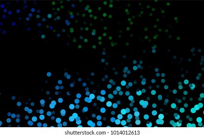 Dark Blue, Green vector illustration which consist of circles. Dotted gradient design for your business. Creative geometric background in halftone style with colored spots.