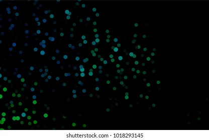 Dark Blue, Green vector illustration which consist of circles. Dotted gradient design for your business. Creative geometric background in halftone style with colored spots.