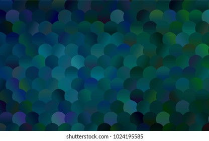 Dark Blue, Green vector illustration which consist of circles. Dotted gradient design for your business. Creative geometric background in halftone style with colored spots.
