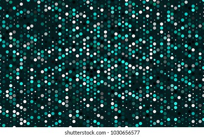 Dark Blue, Green vector illustration which consist of circles. Dotted gradient design for your business. Creative geometric background in halftone style with colored spots.