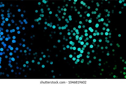 Dark Blue, Green vector illustration which consist of circles. Dotted gradient design for your business. Creative geometric background in halftone style with colored spots.