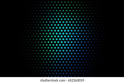 Dark Blue, Green vector illustration which consist of circles. Dotted gradient design for your business. Creative geometric background in halftone style with colored spots.
