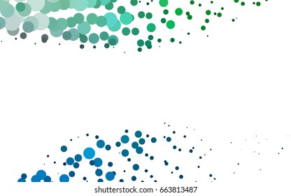 Dark Blue, Green vector illustration which consist of circles. Dotted gradient design for your business. Creative geometric background in halftone style with colored spots.