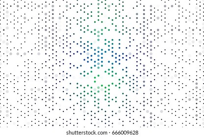 Dark Blue, Green vector illustration which consist of circles. Dotted gradient design for your business. Creative geometric background in halftone style with colored spots.