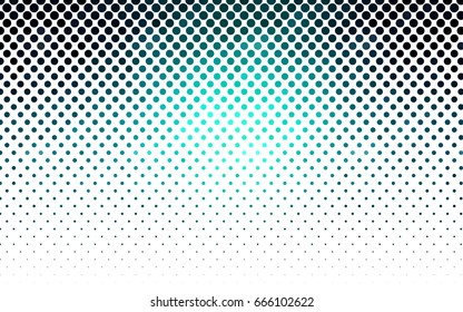 Dark Blue, Green vector illustration which consist of circles. Dotted gradient design for your business. Creative geometric background in halftone style with colored spots.