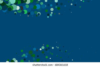 Dark Blue, Green vector illustration which consist of circles. Dotted gradient design for your business. Creative geometric background in halftone style with colored spots.
