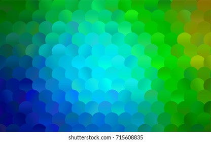 Dark Blue, Green vector illustration which consist of circles. Dotted gradient design for your business. Creative geometric background in halftone style with colored spots.