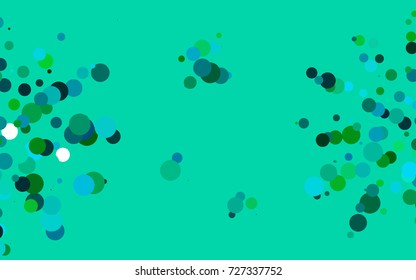 Dark Blue, Green vector illustration which consist of circles. Dotted gradient design for your business. Creative geometric background in halftone style with colored spots.