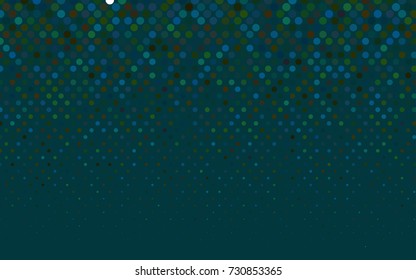 Dark Blue, Green vector illustration which consist of circles. Dotted gradient design for your business. Creative geometric background in halftone style with colored spots.