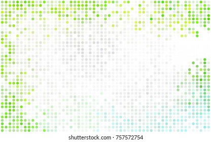 Dark Blue, Green vector illustration which consist of circles. Dotted gradient design for your business. Creative geometric background in halftone style with colored spots.