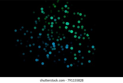 Dark Blue, Green vector illustration which consist of circles. Dotted gradient design for your business. Creative geometric background in halftone style with colored spots.