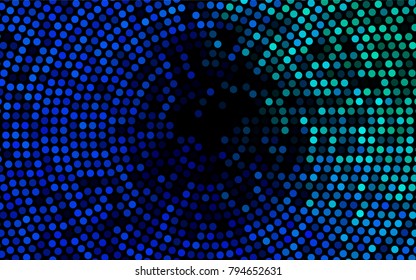 Dark Blue, Green vector illustration which consist of circles. Dotted gradient design for your business. Creative geometric background in halftone style with colored spots.
