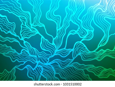 Dark Blue, Green vector indian curved pattern. Blurred decorative design in Indian style with Zen tangles. A completely new template for your business design.