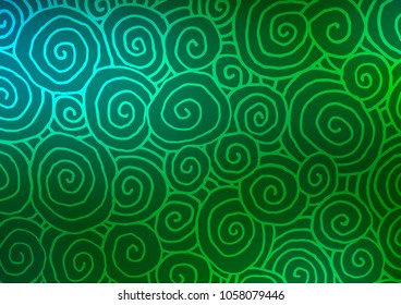 Dark Blue, Green vector indian curved texture. An elegant bright illustration with lines in Natural style. A new texture for your design.