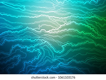 Dark Blue, Green vector indian curved texture. Shining colored illustration with doodles in Zen tangle style. The completely new template can be used for your brand book.