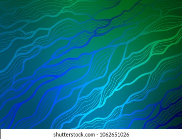 Dark Blue, Green vector indian curved pattern. Sketchy hand drawn doodles on blurred background. The template can be used as a background for cell phones.