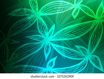 Dark Blue, Green vector indian curved texture. Ethnic elegant natural pattern with gradient. Hand painted design for web, wrapping, wallpaper.