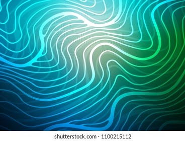 Dark Blue, Green vector indian curved pattern. Colorful abstract illustration with lines in Asian style. The textured pattern can be used for website.