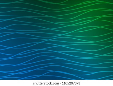 Dark Blue, Green vector indian curved pattern. A completely new color illustration in doodle style. The pattern can be used for heads of websites and designs.