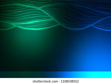 Dark Blue, Green vector indian curved template. Creative illustration in blurred style with doodles and Zen tangles. A new texture for your design.