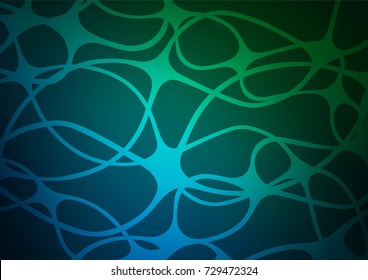 Dark Blue, Green vector indian curved background. Colorful abstract illustration with lines in Asian style. The completely new template can be used for your brand book.