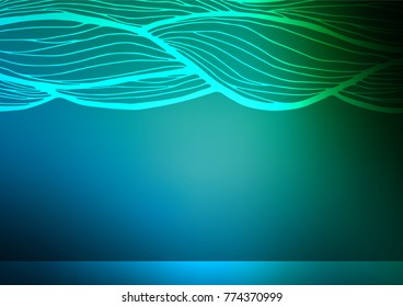 Dark Blue, Green vector indian curved template. Brand-new colored illustration in blurry style with doodles. Brand-new style for your business design.