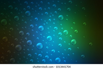 Dark Blue, Green vector layout with circle shapes. Beautiful colored illustration with blurred circles in nature style. Pattern can be used as texture of water, rain drops.