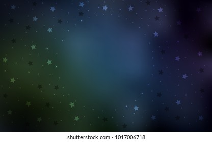 Dark Blue, Green vector layout with bright stars. Blurred decorative design in simple style with stars. The pattern can be used for websites.