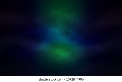 Dark Blue, Green vector layout with cosmic stars. Shining colored illustration with bright astronomical stars. Best design for your ad, poster, banner.
