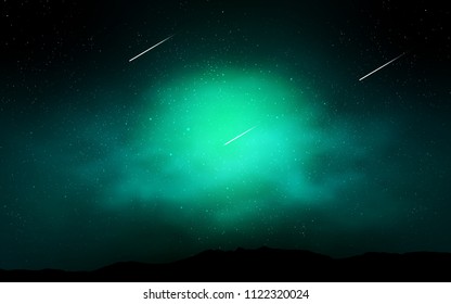 Dark Blue, Green vector layout with cosmic stars. Space stars on blurred abstract background with gradient. Smart design for your business advert.