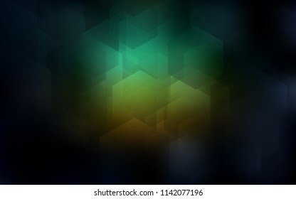 Dark Blue, Green vector layout with hexagonal shapes. Abstract illustration with colorful hexagons. Pattern can for your ad, booklets.