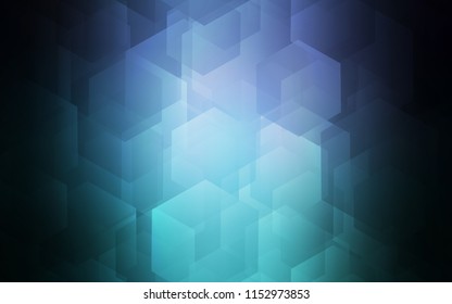Dark Blue, Green vector layout with hexagonal shapes. Glitter abstract illustration in hexagonal style. Pattern for texture of wallpapers.