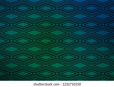 Dark Blue, Green vector layout with lines, rectangle. Glitter abstract illustration with colorful lines, rhombuses. Best design for your ad, poster, banner.