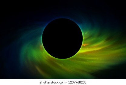 Dark Blue, Green vector layout with a black hole, universe. Illustration with colorful milky way stars and a black hole. Backdrop for ads, leaflets of Black Friday.