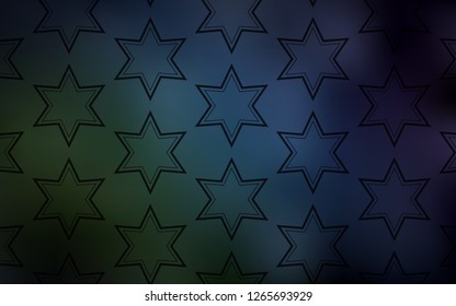 Dark Blue, Green vector layout with bright stars. Blurred decorative design in simple style with stars. Template for sell phone backgrounds.