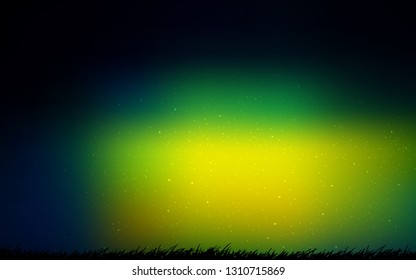 Dark Blue, Green vector layout with cosmic stars. Glitter abstract illustration with colorful cosmic stars. Template for cosmic backgrounds.