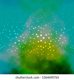 Dark Blue, Green vector layout with bright stars. Shining colorful illustration with small and big stars. Best design for your ad, poster, banner.