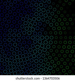 Dark Blue, Green vector layout with circles. Abstract colorful disks on simple gradient background. Pattern for business ads.