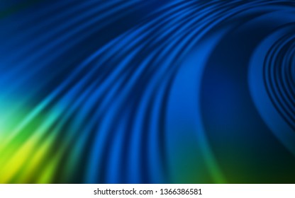 Dark Blue, Green vector layout with curved lines. Glitter abstract illustration with wry lines. A new texture for your  ad, booklets, leaflets.