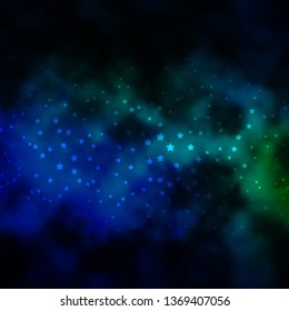 Dark Blue, Green vector layout with bright stars. Colorful illustration with abstract gradient stars. Best design for your ad, poster, banner.