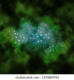 Dark Blue, Green vector layout with bright stars. Colorful illustration in abstract style with gradient stars. Theme for cell phones.