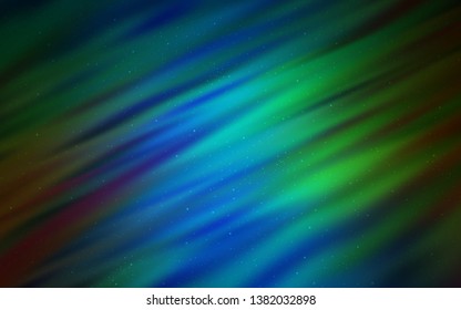 Dark Blue, Green vector layout with cosmic stars. Space stars on blurred abstract background with gradient. Template for cosmic backgrounds.