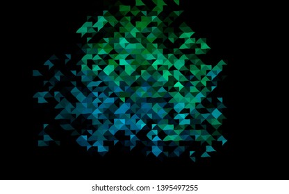 Dark Blue, Green vector layout with lines, triangles. Triangles on abstract background with colorful gradient. Best design for your ad, poster, banner.