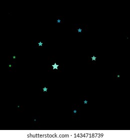 Dark Blue, Green vector layout with bright stars. Colorful illustration with abstract gradient stars. Best design for your ad, poster, banner.
