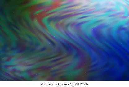 Dark Blue, Green vector layout with cosmic stars. Space stars on blurred abstract background with gradient. Smart design for your business advert.