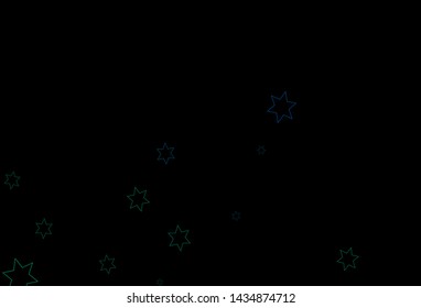 Dark Blue, Green vector layout with bright stars. Blurred decorative design in simple style with stars. Smart design for your business advert.