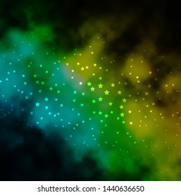 Dark Blue, Green vector layout with bright stars. Colorful illustration with abstract gradient stars. Design for your business promotion.