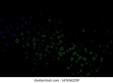 Dark Blue, Green vector layout with bright stars. Glitter abstract illustration with colored stars. The pattern can be used for websites.